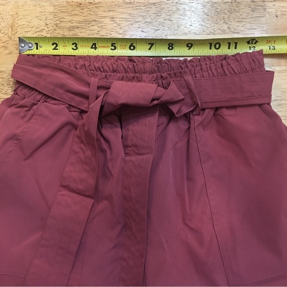 Paperbag Ruffle Tie Summer Polyester High Waisted Pockets Shorts Rose Small - Picture 2 of 8